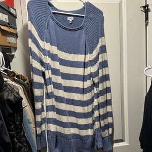 Aerie Blue and Cream Striped Sweater